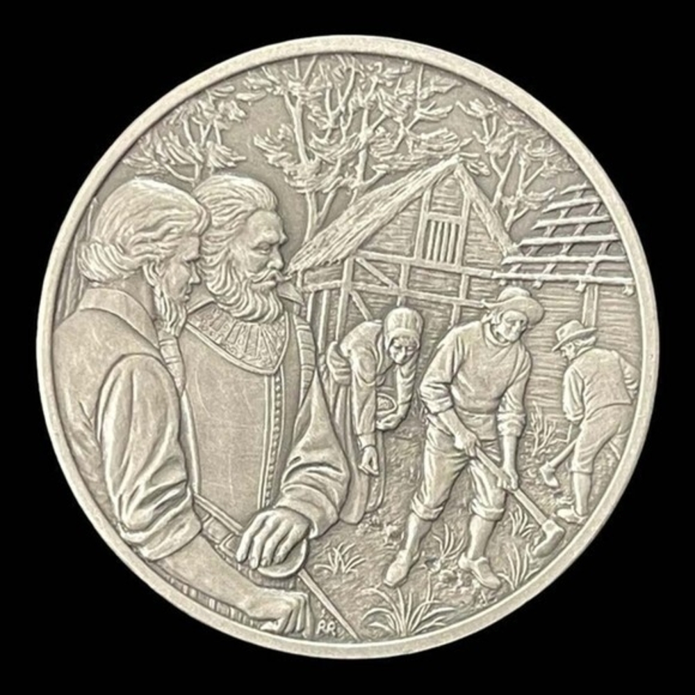 Franklin Mint History of Colonial America Pewter Medal John Smith VG